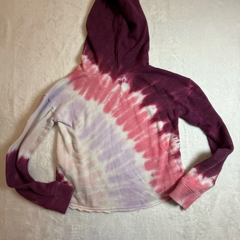 Justice Kids Hoodie - Maroon and Pink Tie-Dye